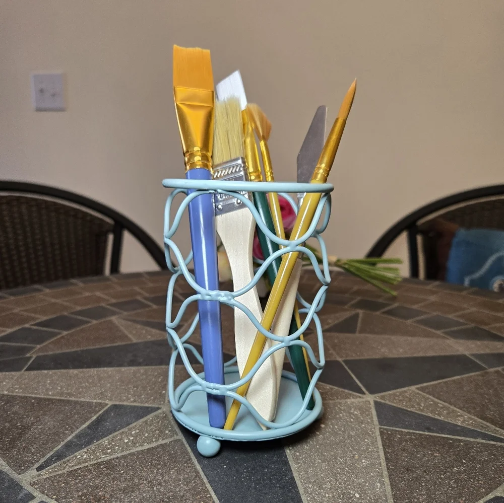 Aqua Blue Metal Candle Holder